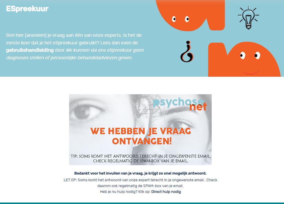 Bevestiging eSpreekuur PsychoseNet